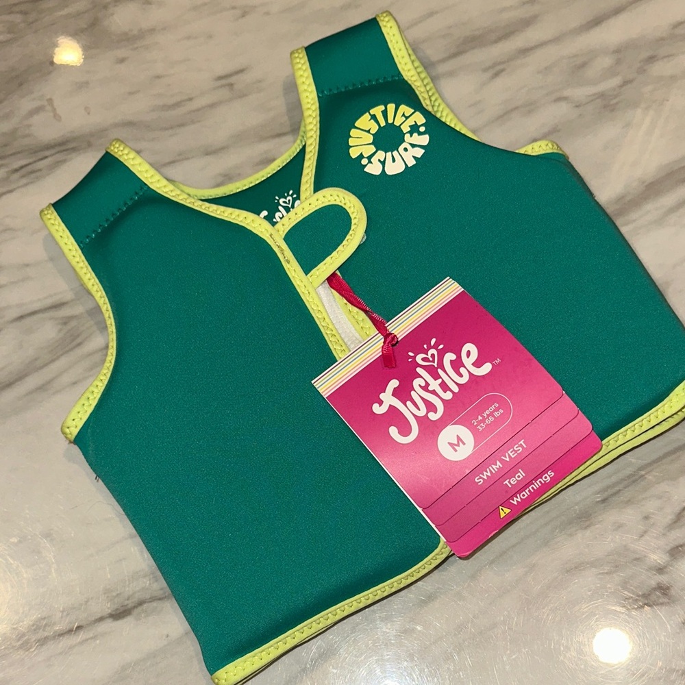 Justice Surf Swim Vest in Teal and Lime